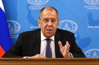 Министр иностранных дел РФ Сергей Лавров во время пресс-конференции по итогам деятельности российской дипломатии в 2020 году.