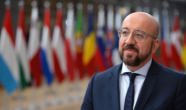 Саммит ЕС в Брюсселе Президент Европейского совета Шарль Мишель на саммите ЕС в Брюсселе